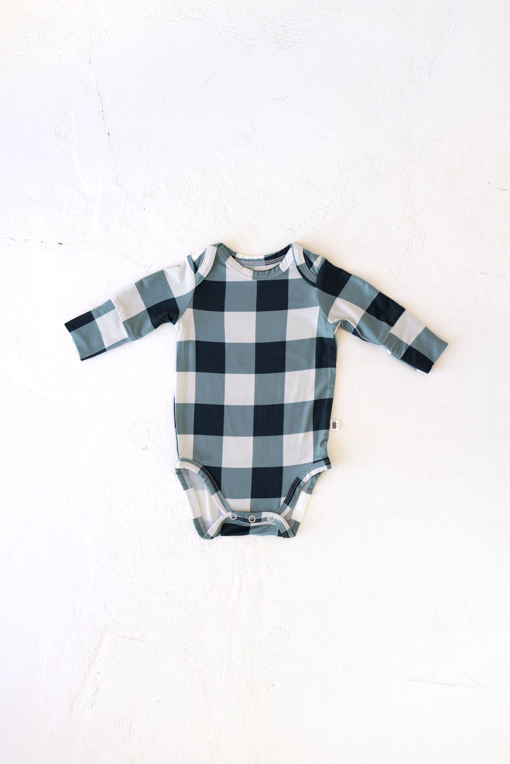 Long Sleeve Bamboo Snapsuit Romper | Evergreen Gingham