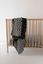 Muslin Quilt | Midnight Lightning Bolt & Black + White Wavy Checkerboard
