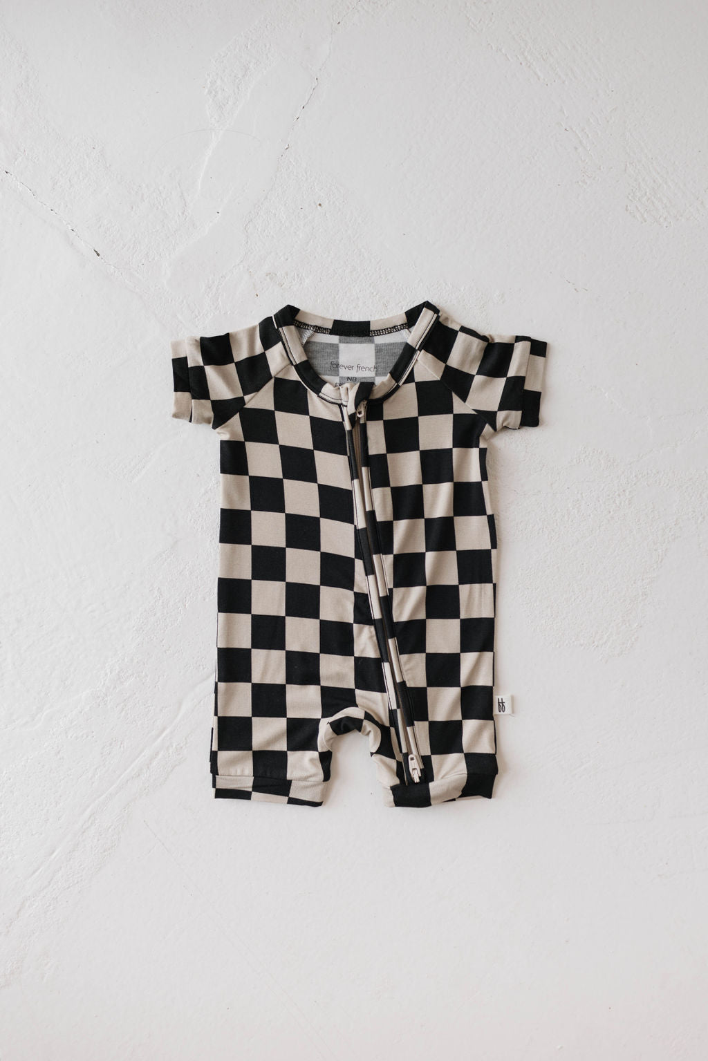 Shortie Bamboo Zip | Black Checkerboard