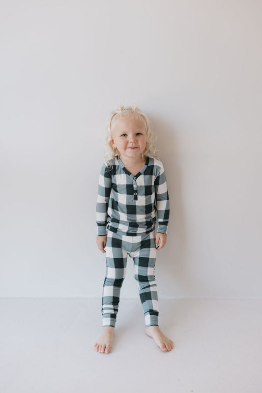 Bamboo Two Piece Pajamas | Evergreen Gingham | ff club