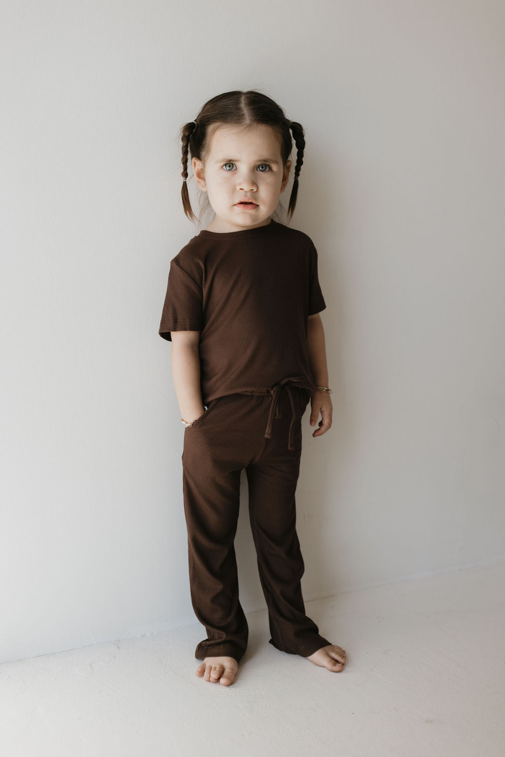 Toddler Short Sleeve Bamboo Lounge Set | Coffee Bean