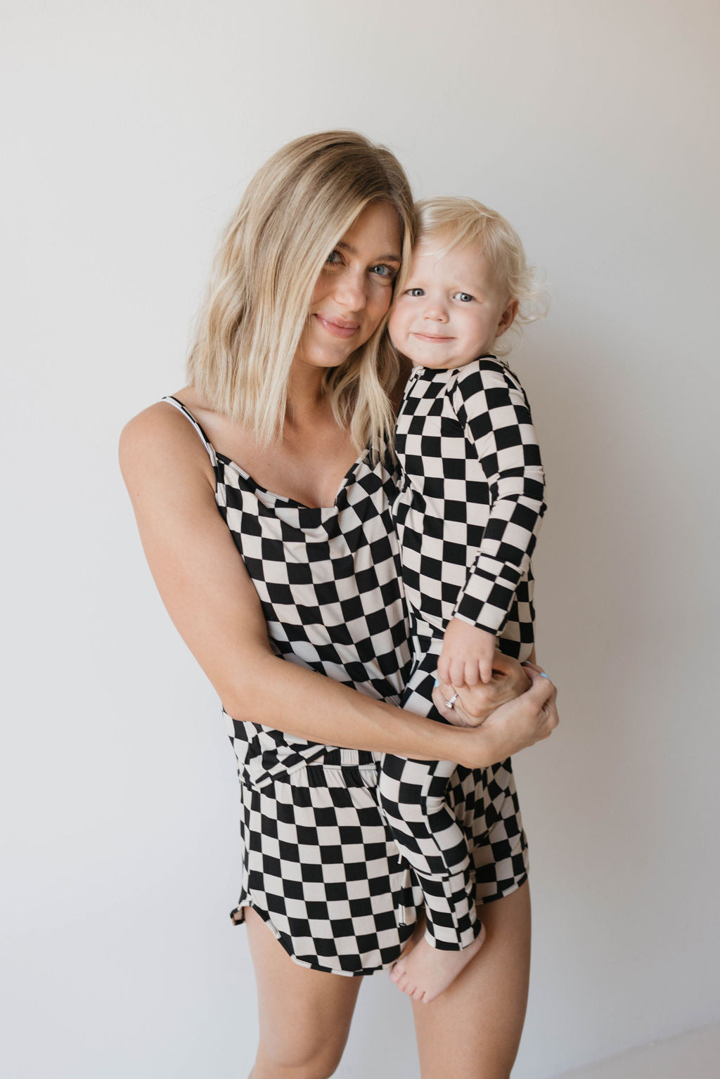 Bamboo Zip Pajamas | Black Checkerboard