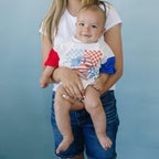 4th of July Checker Smiley T-Shirt Romper