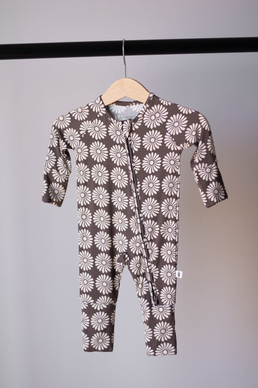 Bamboo Zip Pajamas Zipper Romper | Retro Floral