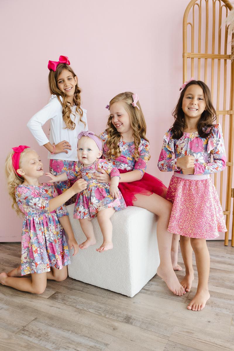 Mauve What's Up Buttercup 3/4 Sleeve Floral Pocket Twirl Dress