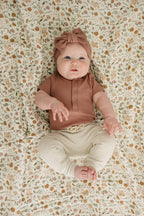 Dusty Rose Short Sleeve Organic Cotton Ribbed Snap Bodysuit Romper