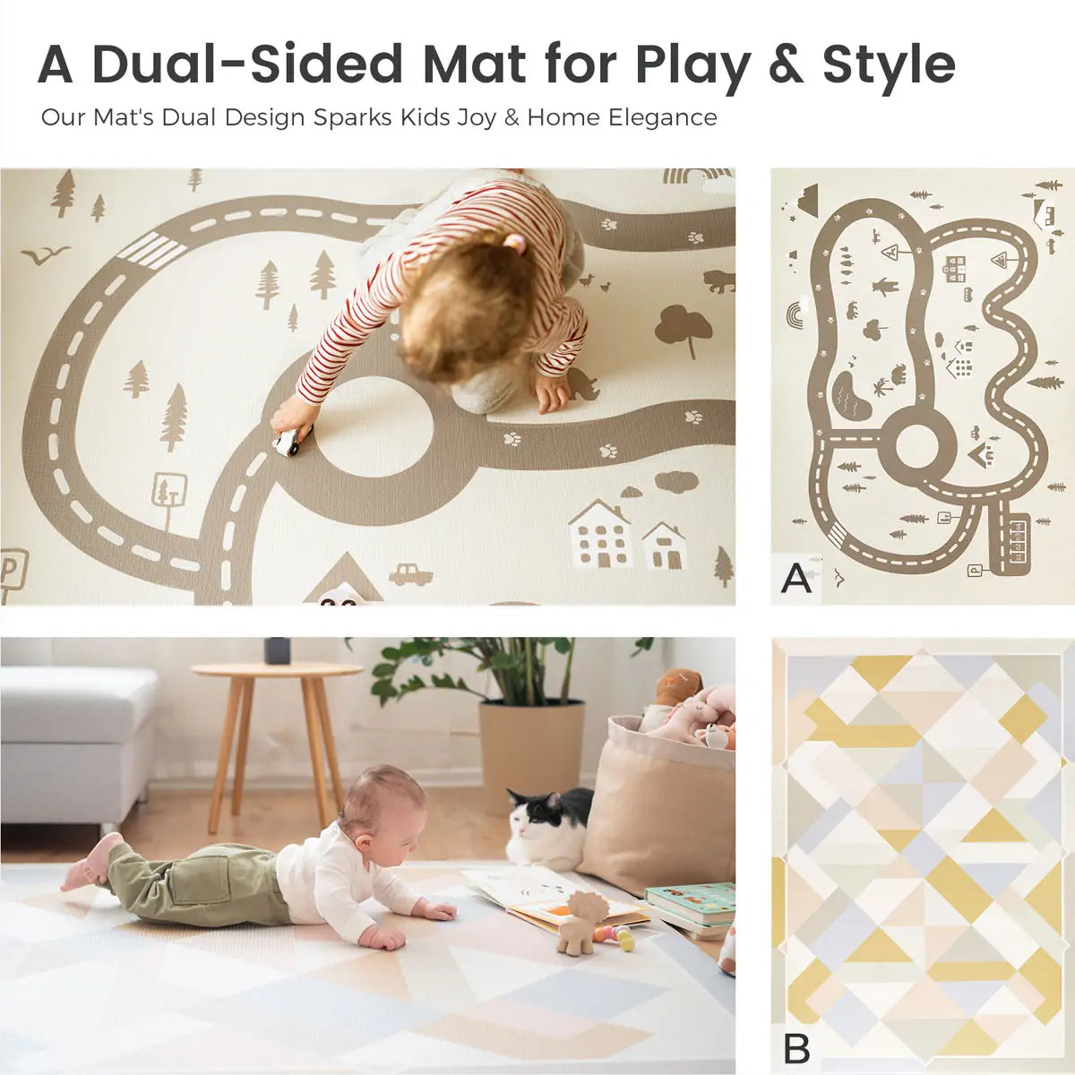 Tiny Land® Double-Sided Baby Playmat Urban Zoo Adventure