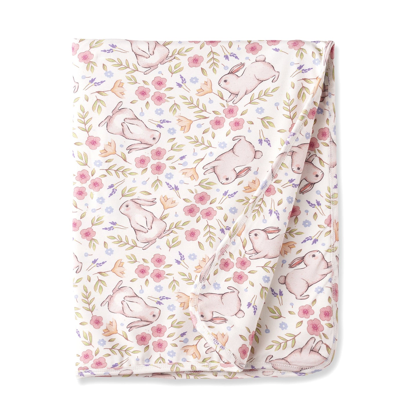 Bunny Blooms Bamboo Stroller Blanket for Baby Girls