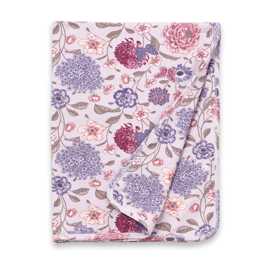 Floral Bamboo Stroller Blanket –Vintage Bloom Hypoallergenic