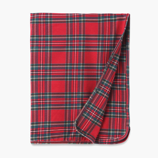 Christmas Bamboo Baby Stroller Blanket – Classic Red Tartan Plaid