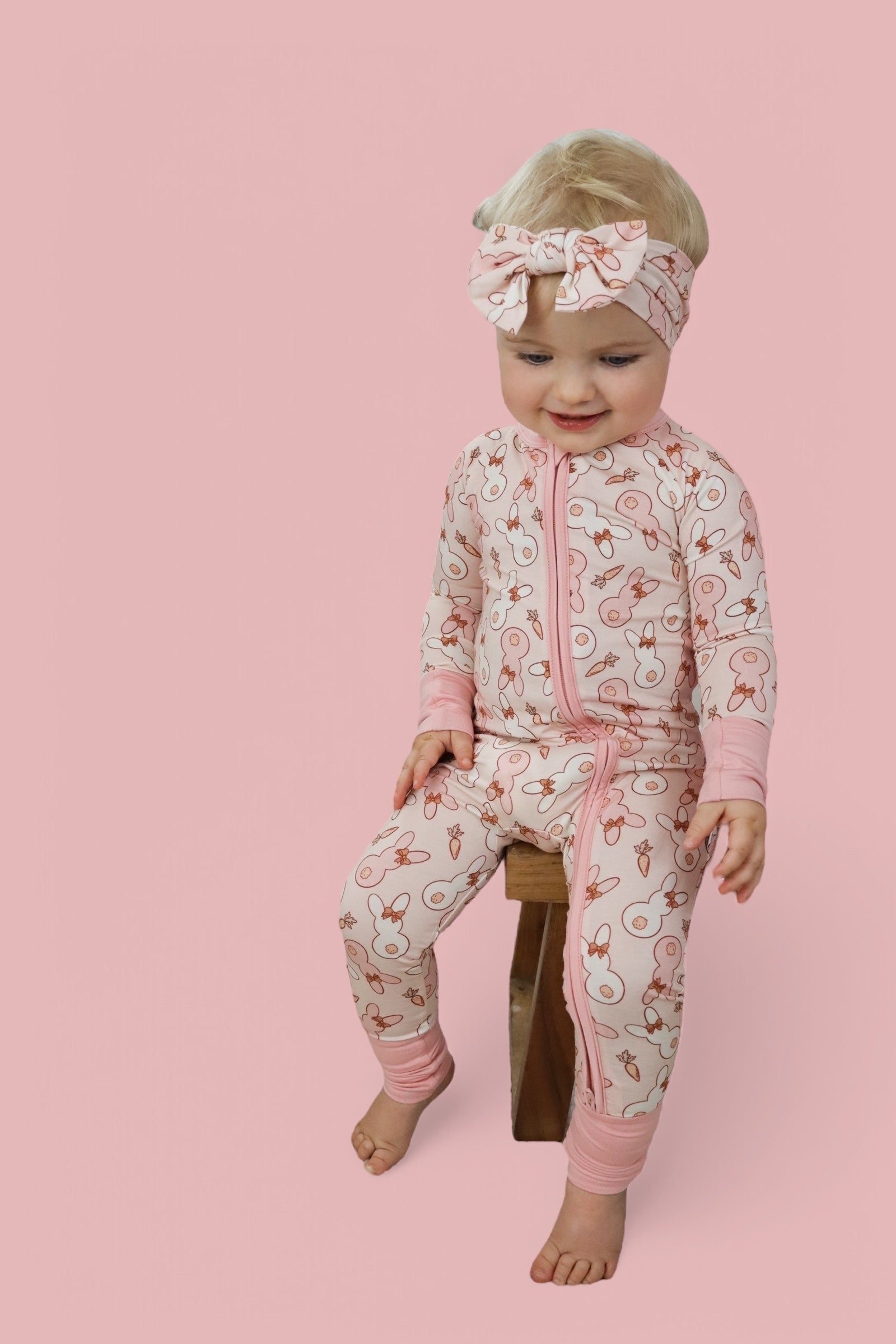 BUNNIES AND BOWS DREAM ZIPPER ROMPER
