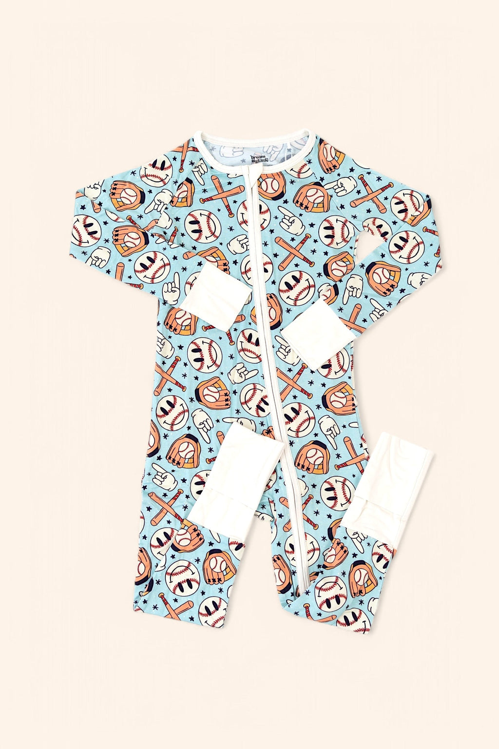 BASEBALL SMILEY DREAM ZIPPER ROMPER