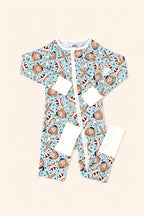 BASEBALL SMILEY DREAM ZIPPER ROMPER