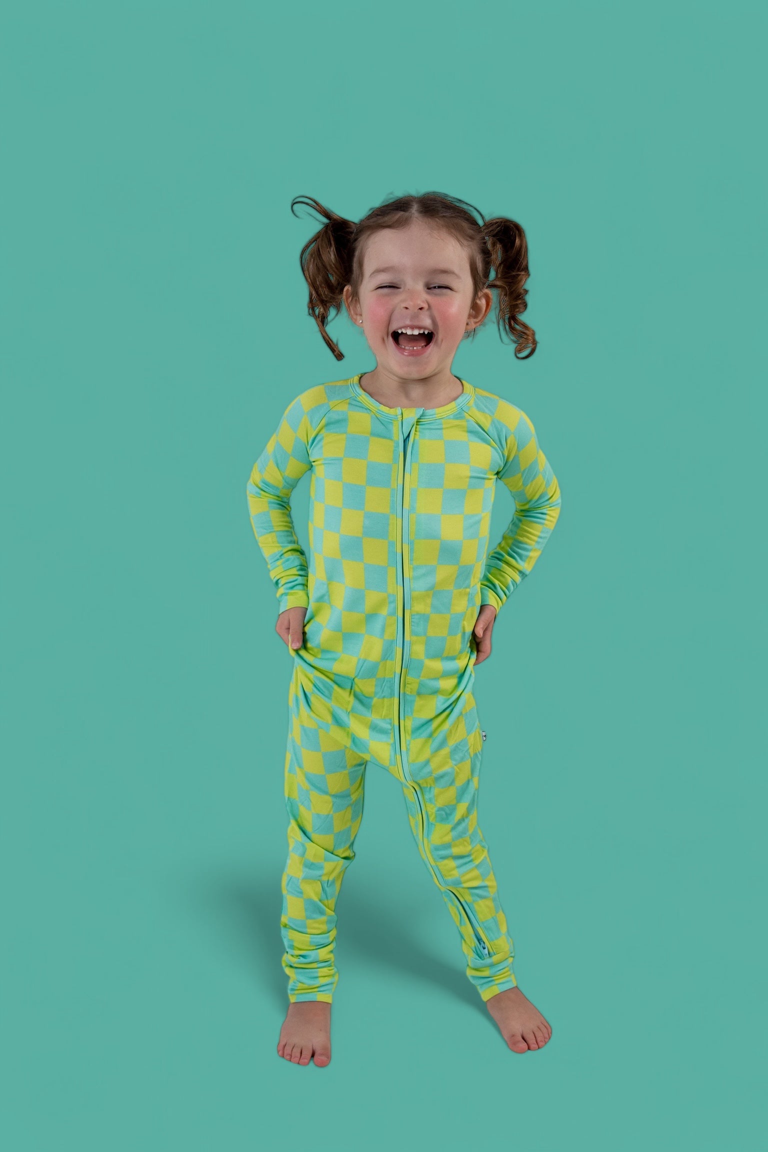 BE BOLD CHECKERS DREAM ZIPPER ROMPER