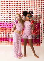 BUBBLEGUM WAVY CHECKERS DREAM SMOCKED FLARE SET