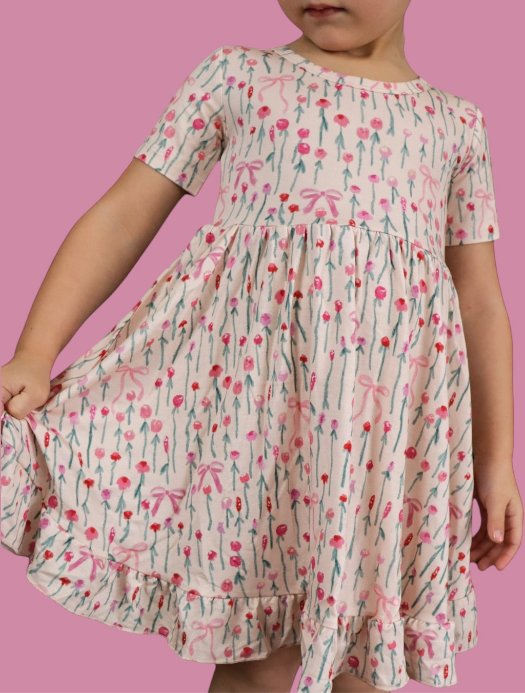 BLOOMS & BOWS FLORAL DREAM RUFFLE DRESS