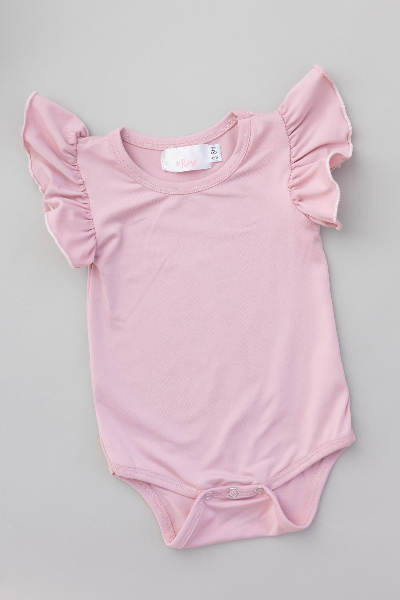 Vintage Pink S/S Flutter Bodysuit Romper