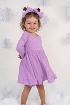 AMETHYST RIB DREAM RUFFLE DRESS