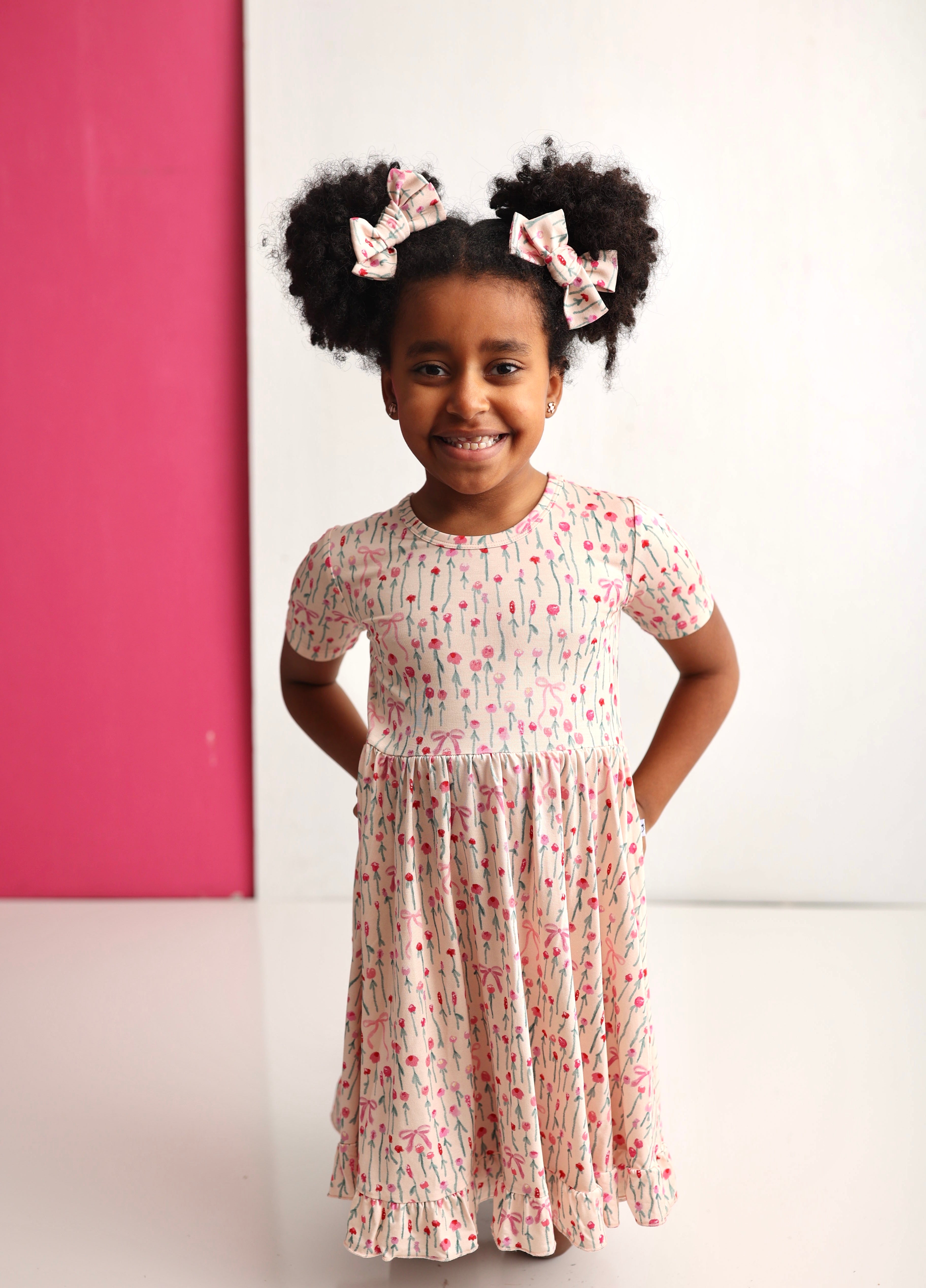 BLOOMS & BOWS FLORAL DREAM RUFFLE DRESS
