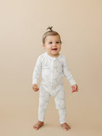 Blue Belle Ribbed Bamboo Zippy Pajamas Romper