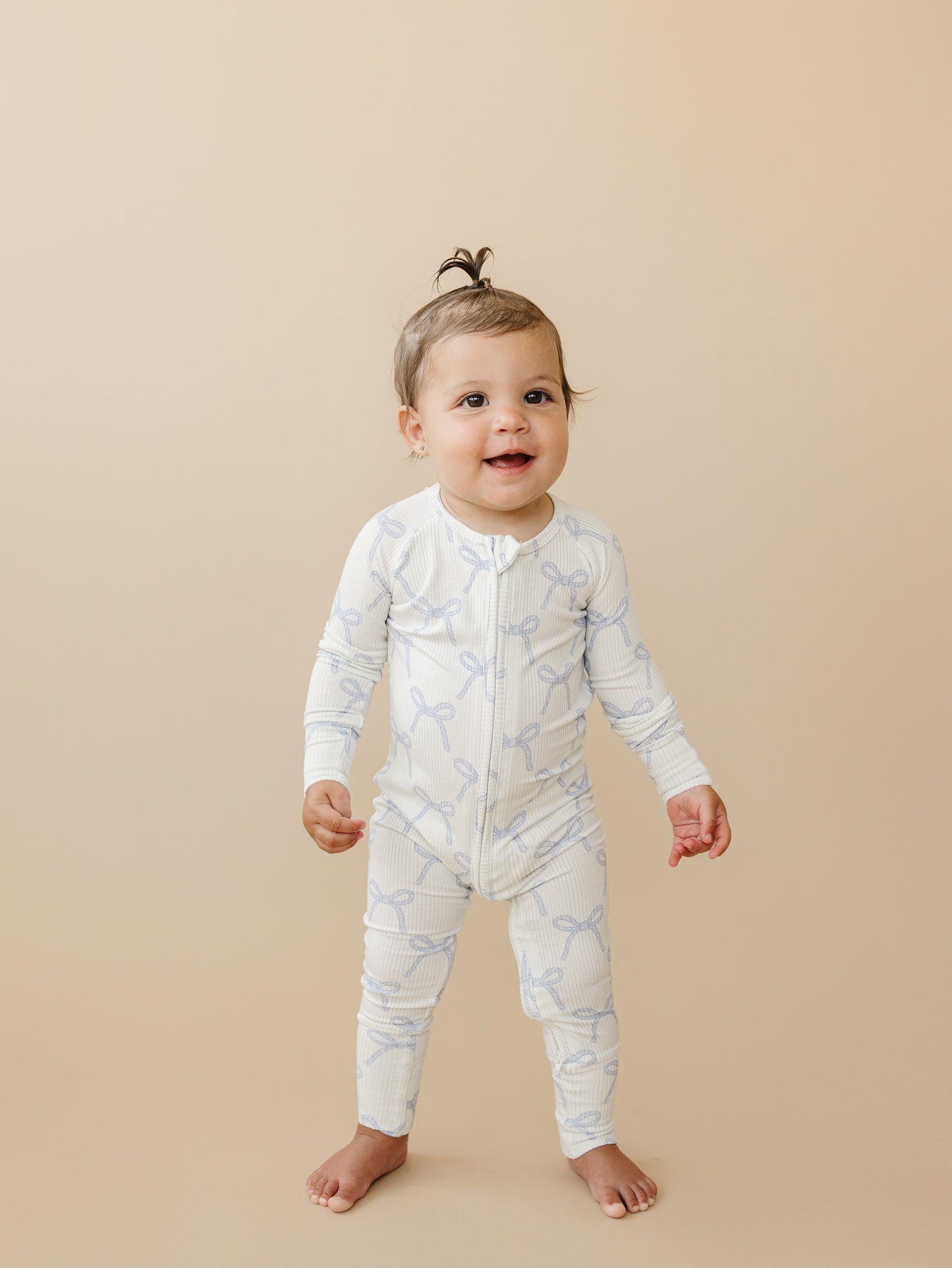 Blue Belle Ribbed Bamboo Zippy Pajamas Romper