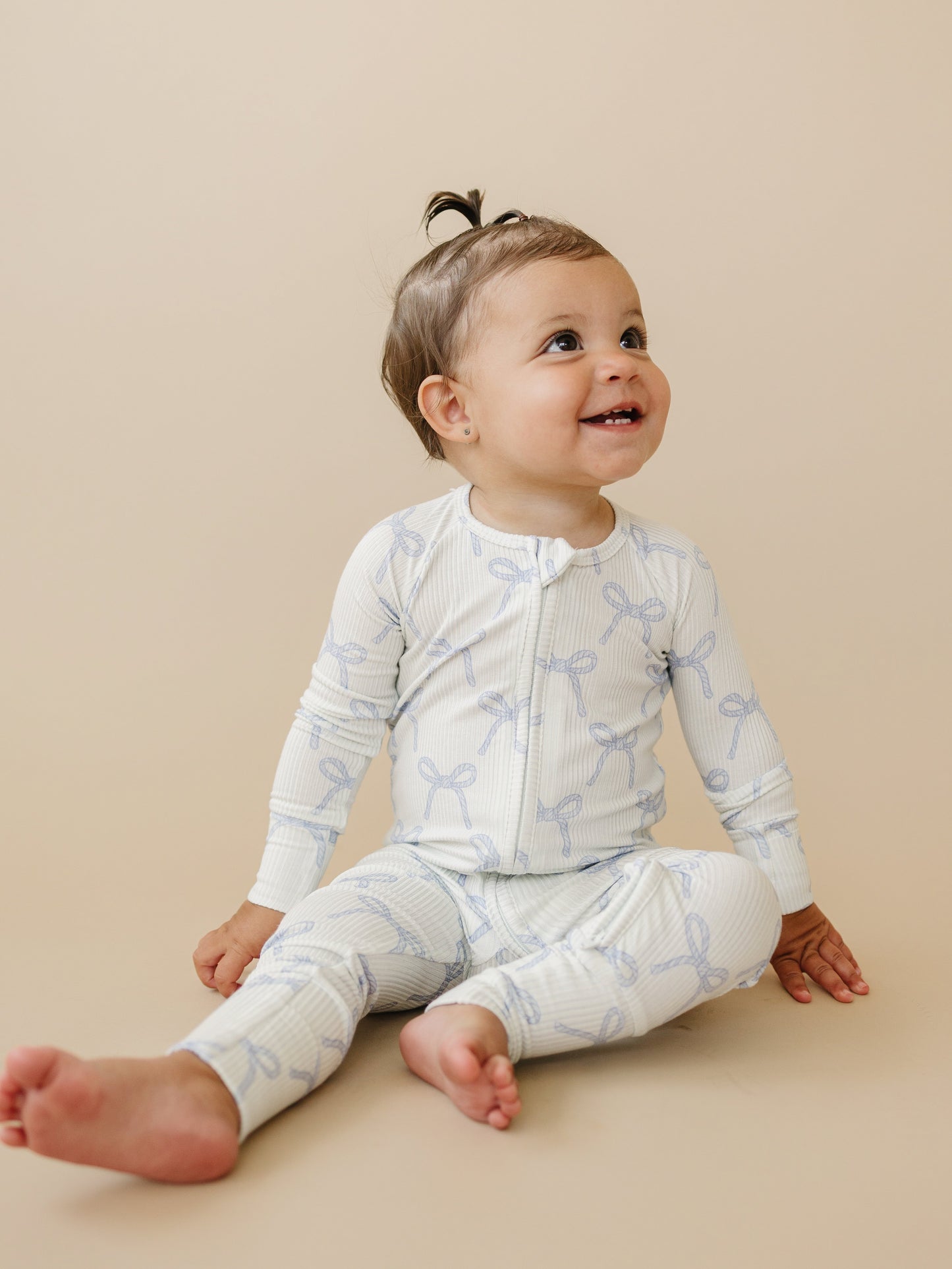 Blue Belle Ribbed Bamboo Zippy Pajamas Romper