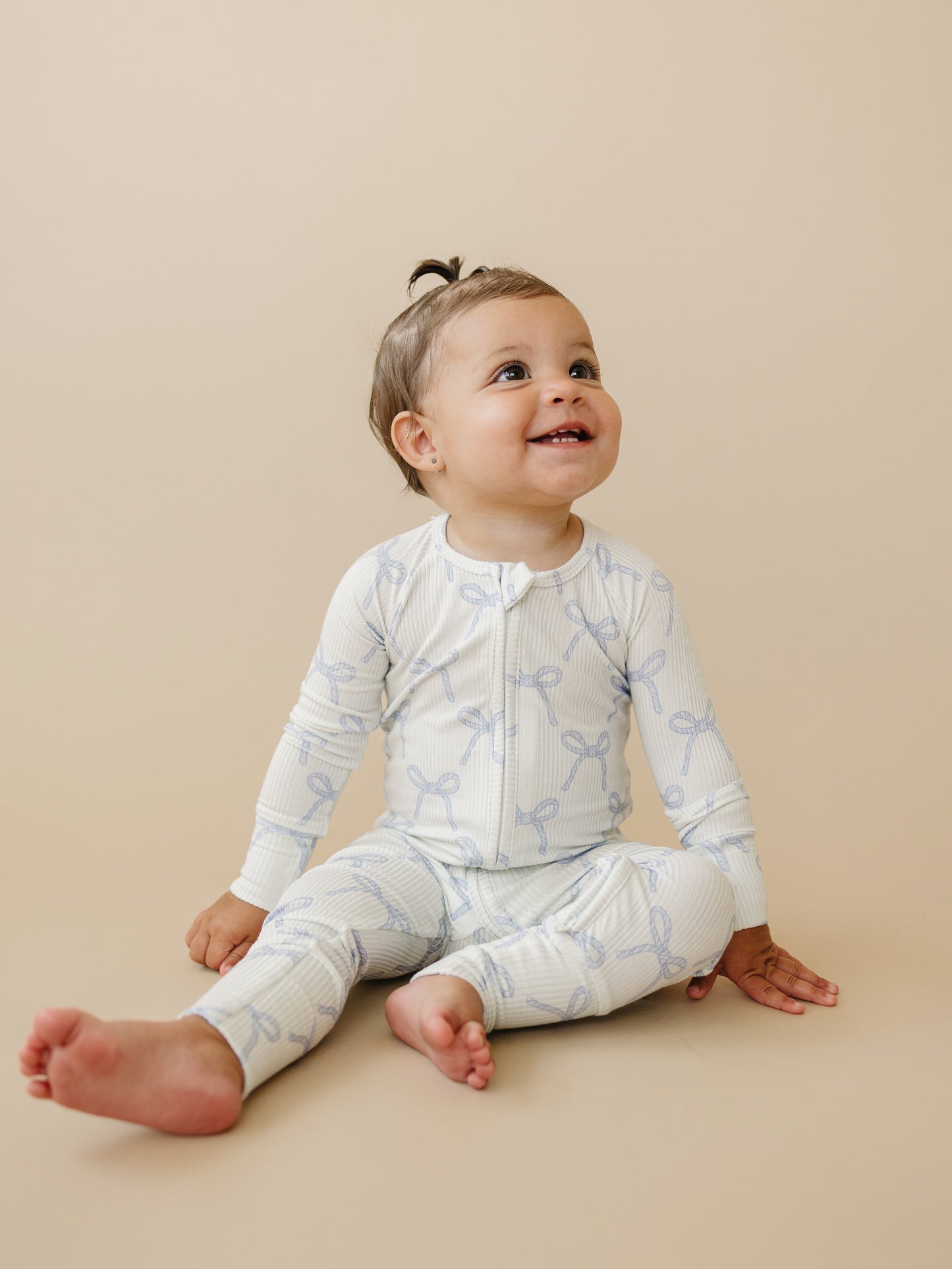 Blue Belle Ribbed Bamboo Zippy Pajamas Romper