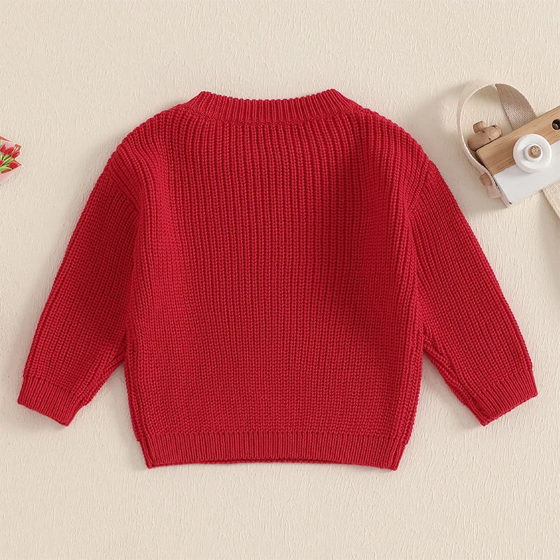Baby Toddler Girls Boys Sweaters Knitting Pullovers Tops Solid Color Basic Cotton Long Sleeve Sweater Top