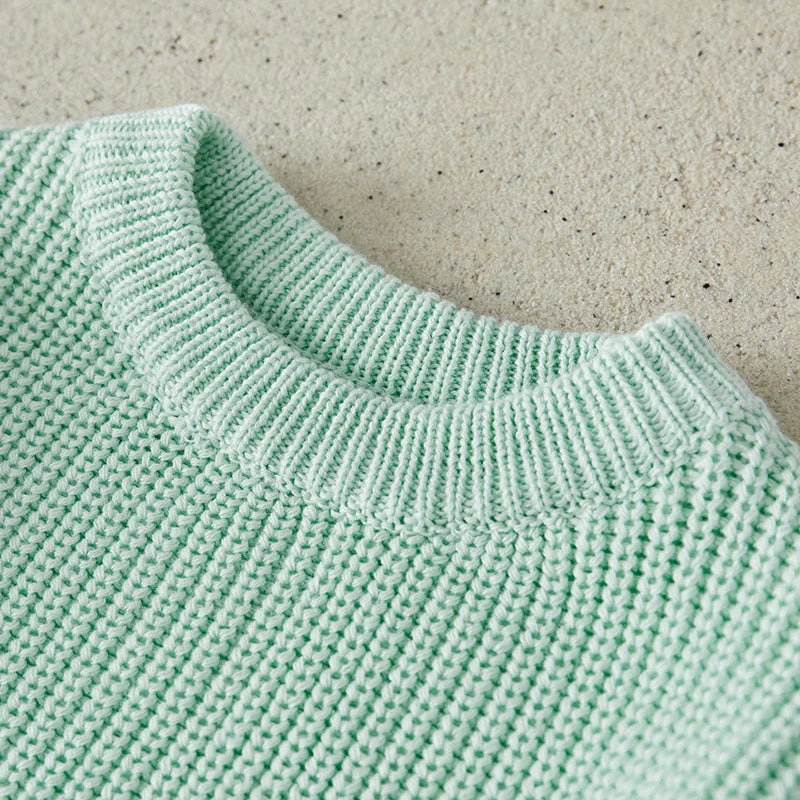 Baby Toddler Girls Boys Sweaters Knitting Pullovers Tops Solid Color Basic Cotton Long Sleeve Sweater Top