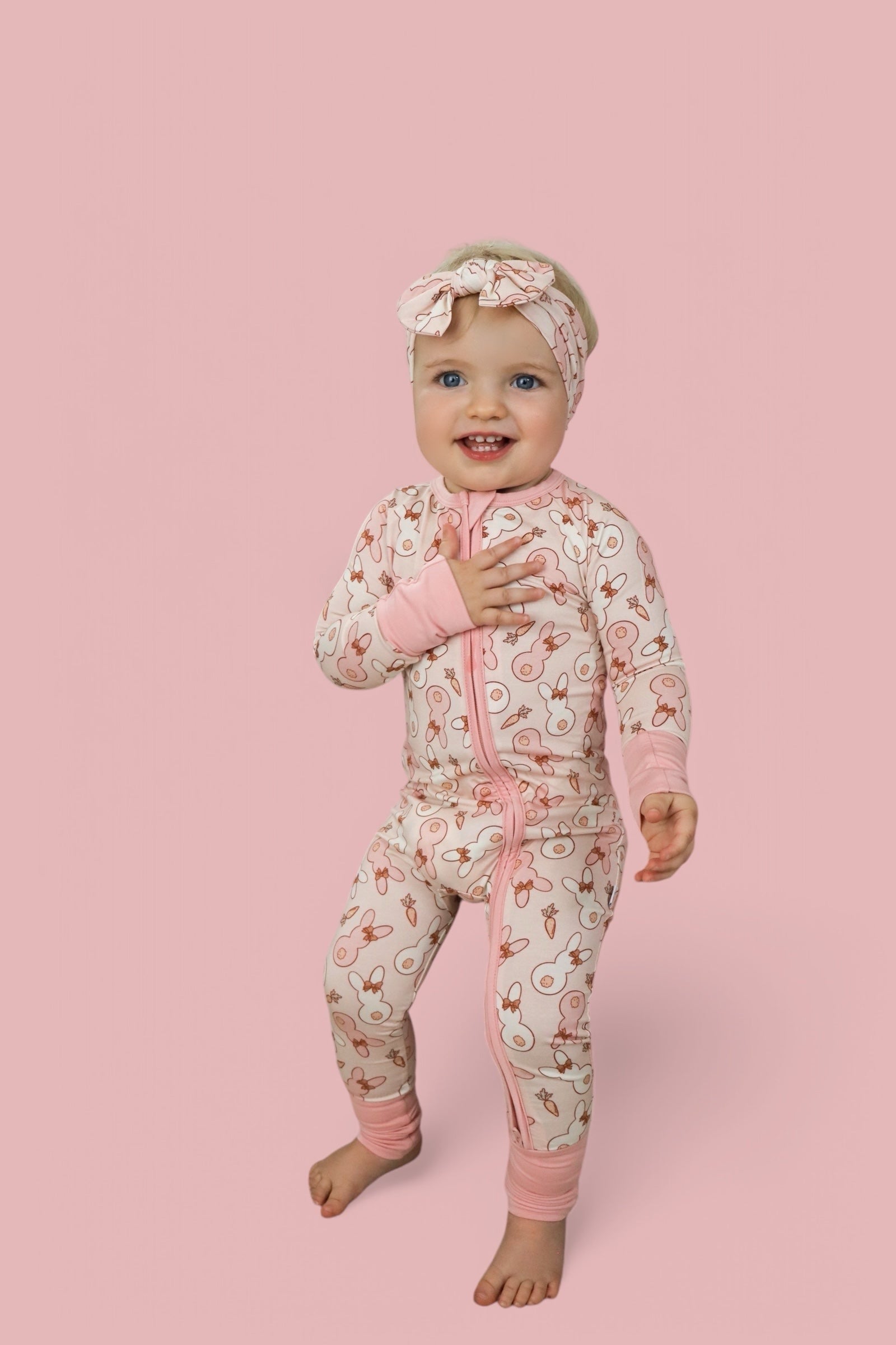 BUNNIES AND BOWS DREAM ZIPPER ROMPER