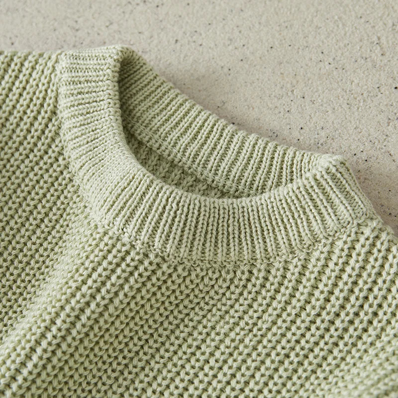 Baby Toddler Girls Boys Sweaters Knitting Pullovers Tops Solid Color Basic Cotton Long Sleeve Sweater Top