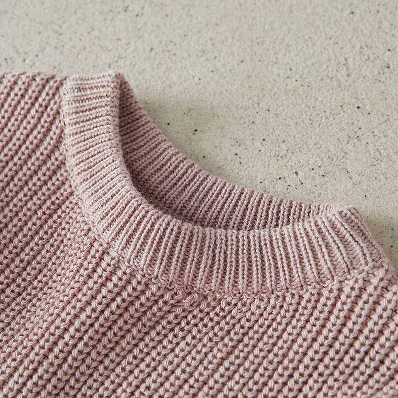 Baby Toddler Girls Boys Sweaters Knitting Pullovers Tops Solid Color Basic Cotton Long Sleeve Sweater Top