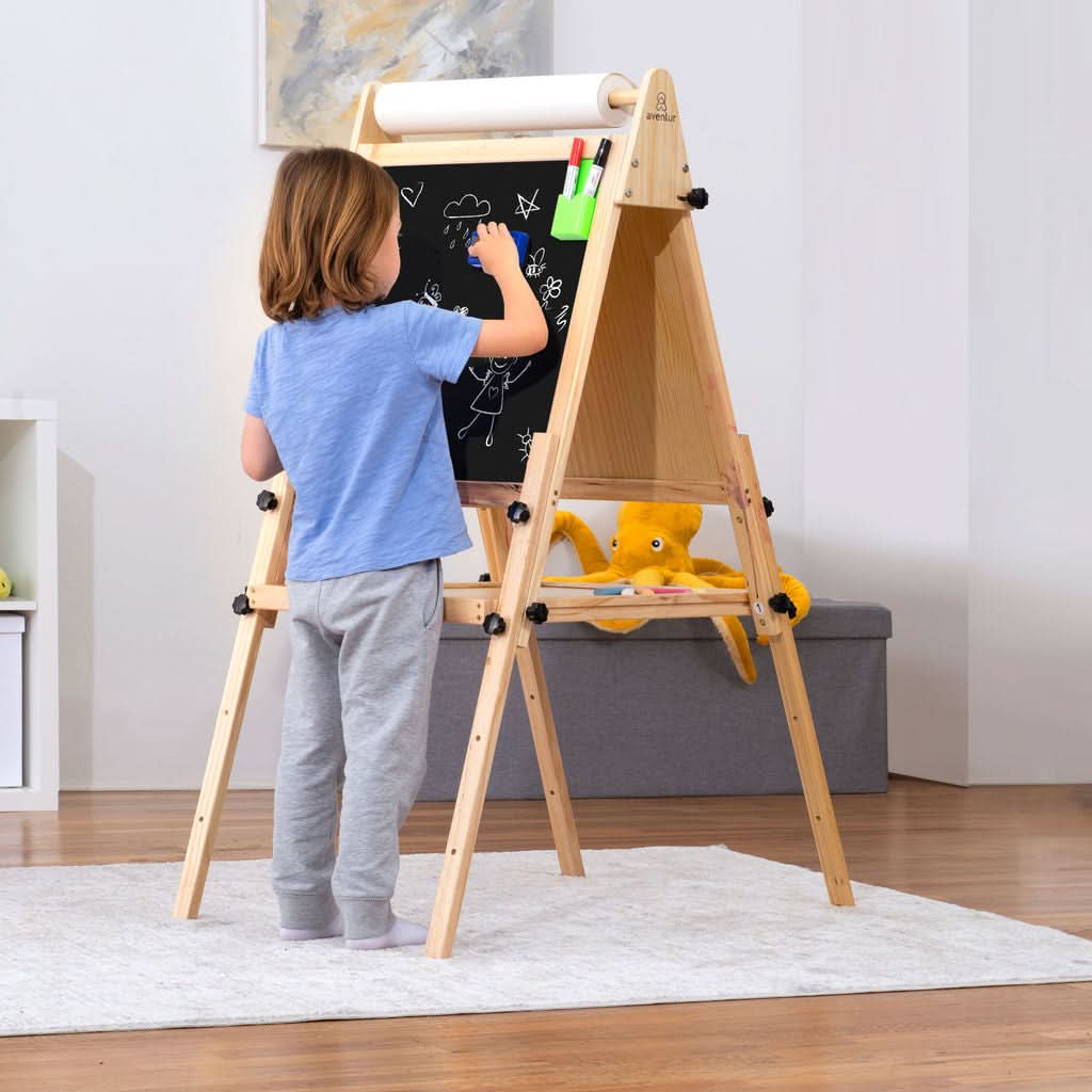 Foldable Kids Easel – 3 Adjustable Heights, Art Station for Drawing & Painting