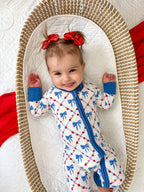 Red White & Bows Bamboo Zippy Pajamas Romper
