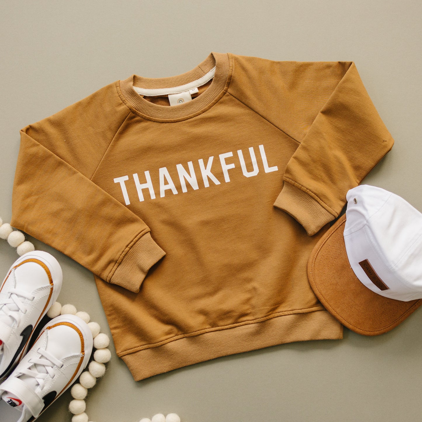 Thankful Organic Cotton Crewneck Sweatshirt Top