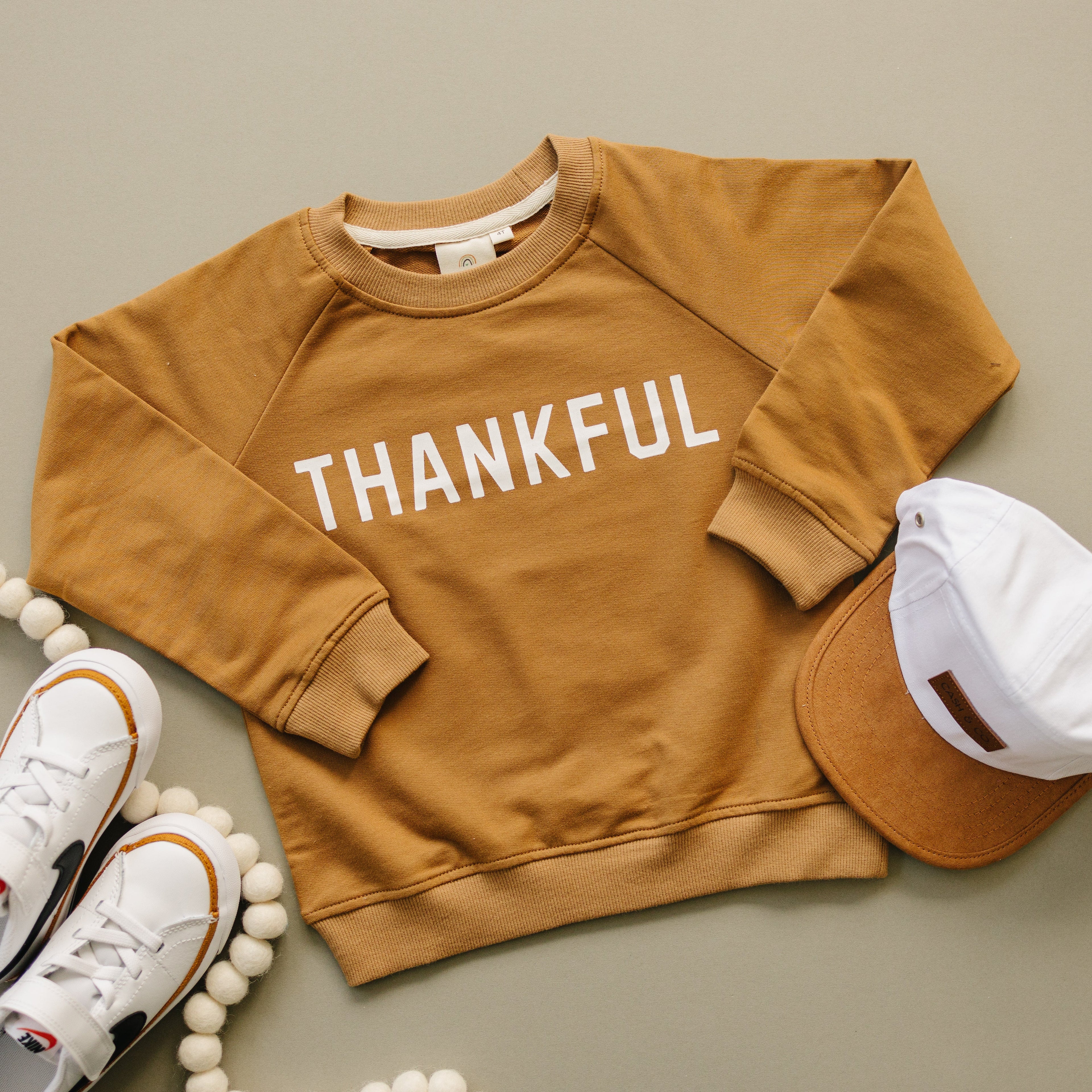 Thankful Organic Cotton Crewneck Sweatshirt Top