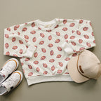 Football Print Cotton Crewneck Sweatshirt Top