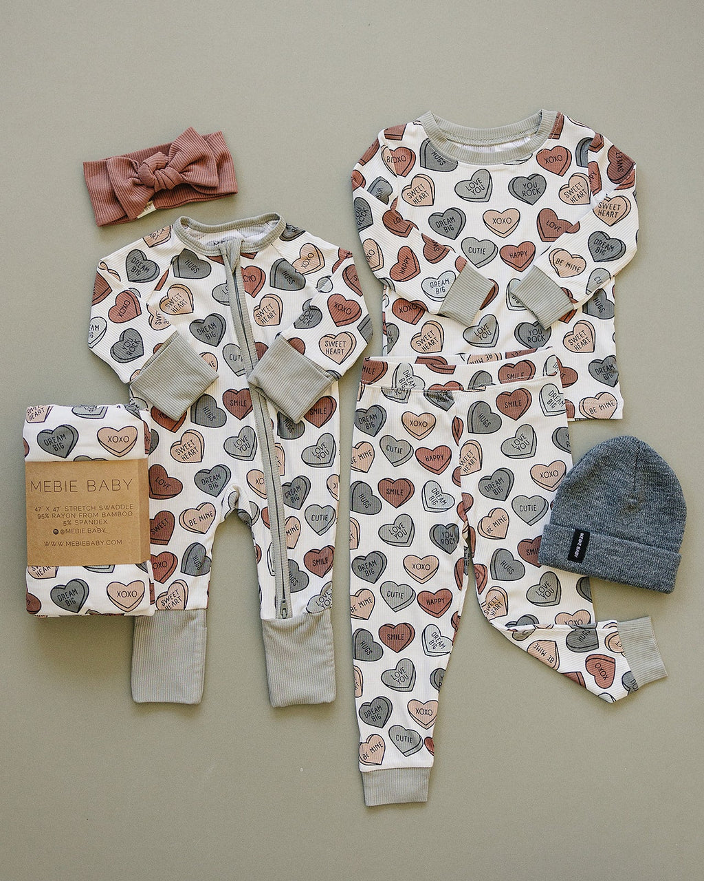 Conversation Hearts Ribbed Bamboo Cozy PJs