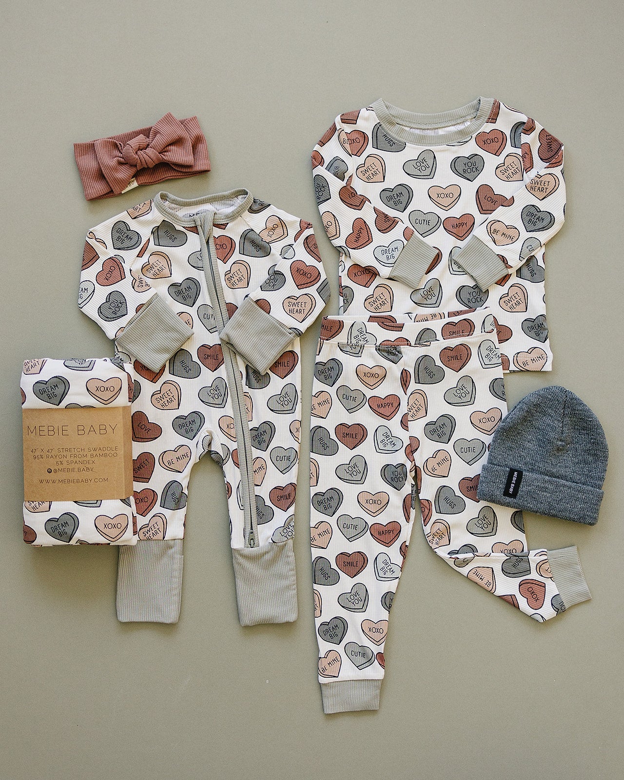 Conversation Hearts Ribbed Bamboo Cozy PJs