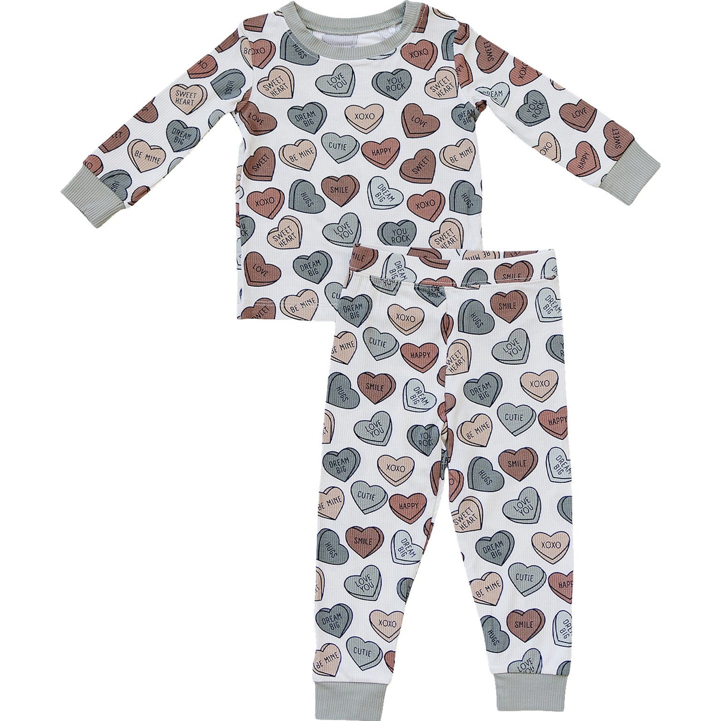 Conversation Hearts Ribbed Bamboo Cozy PJs