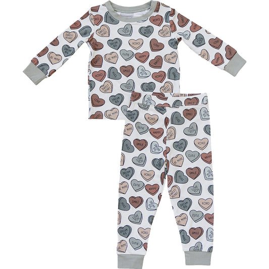 Conversation Hearts Ribbed Bamboo Cozy PJs