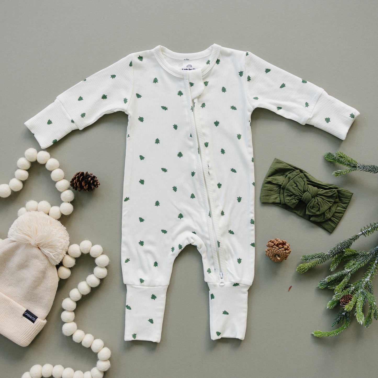 Tiny Trees Ribbed Bamboo Zippy Pajamas Romper