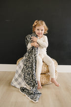 Liberty Floral + Coastal Plaid Lace Muslin Quilt Blanket