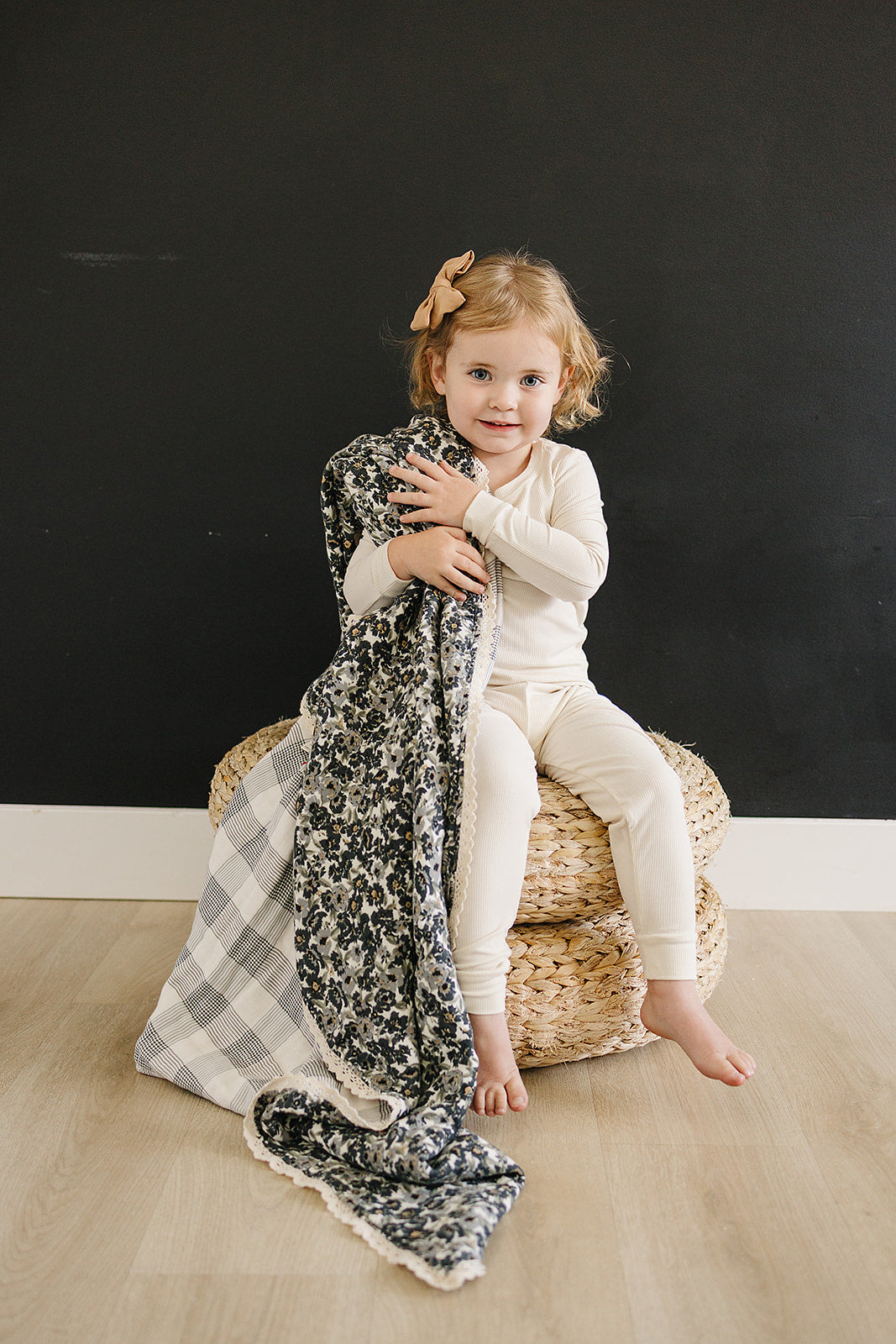 Liberty Floral + Coastal Plaid Lace Muslin Quilt Blanket