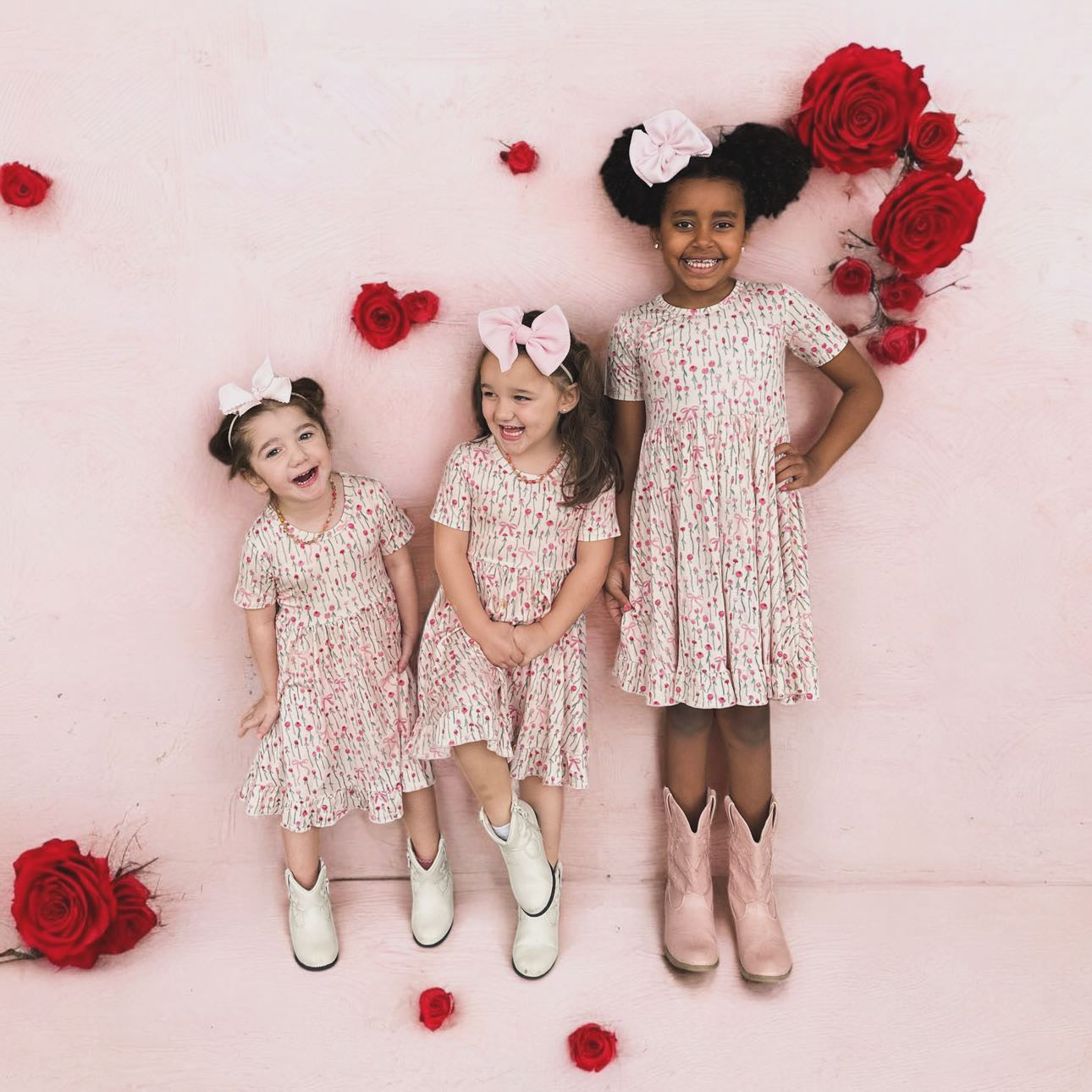 BLOOMS & BOWS FLORAL DREAM RUFFLE DRESS
