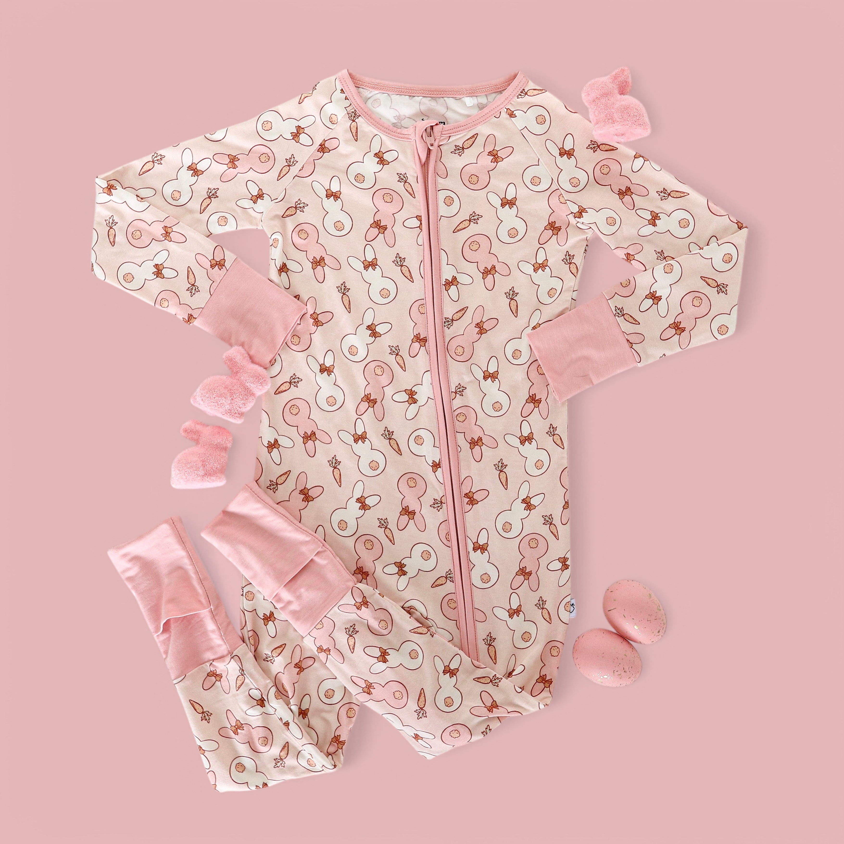 BUNNIES AND BOWS DREAM ZIPPER ROMPER