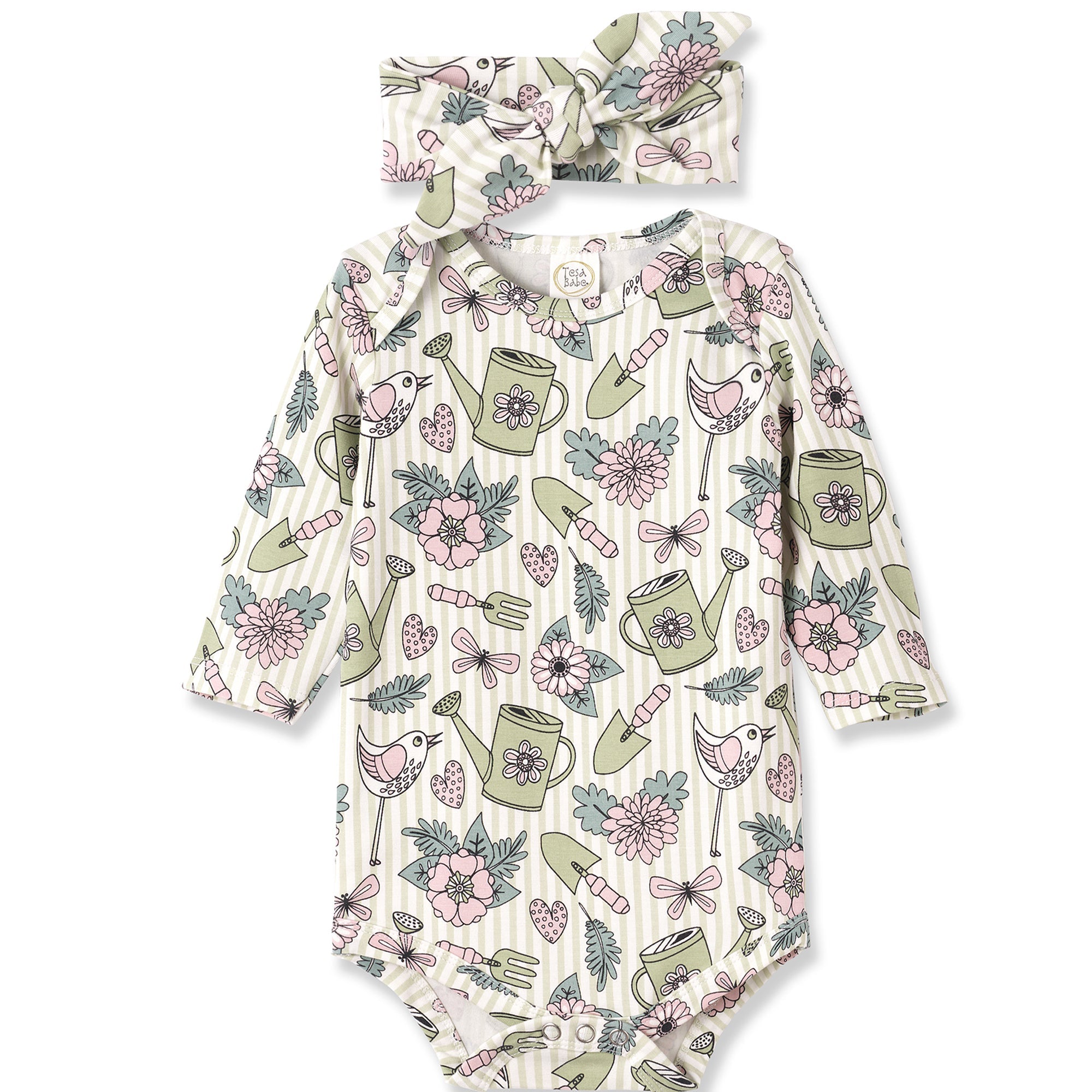 Garden Bloom Bamboo Bodysuit & Headband Floral Romper Set