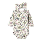 Garden Bloom Bamboo Bodysuit & Headband Floral Romper Set