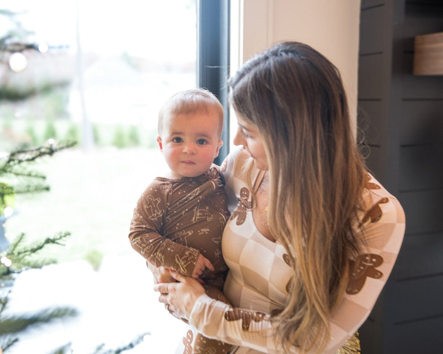 Bamboo Baby Christmas Sleepers | Matching Family Holiday Pajamas - Skating Gingerbread
