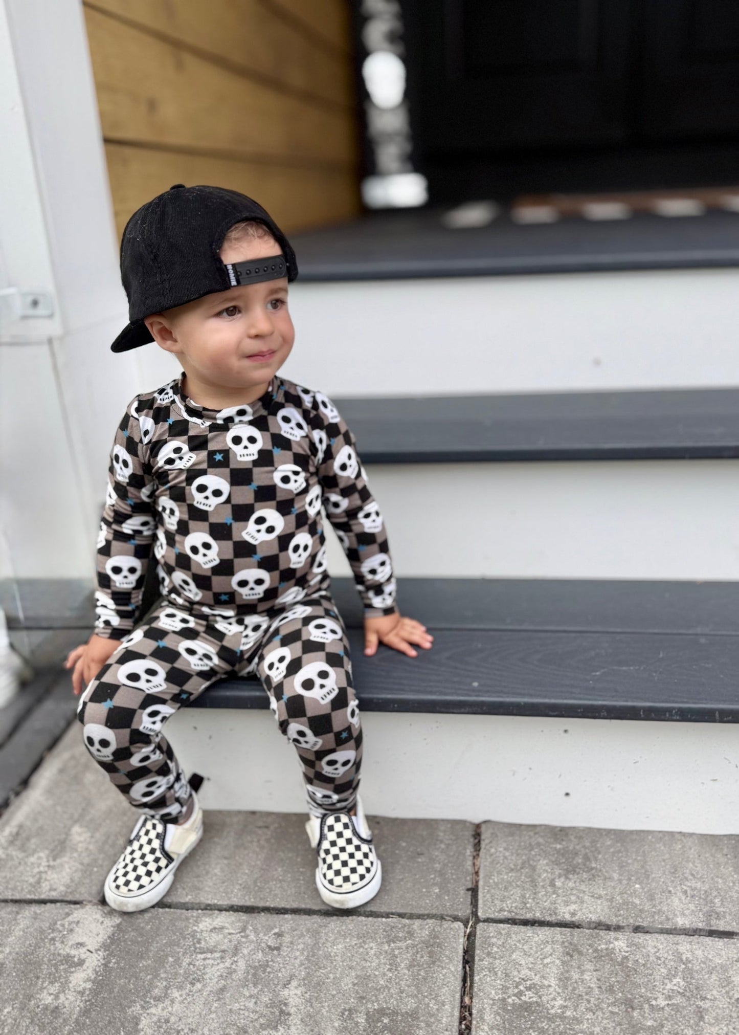 Bamboo Toddler Two-Piece Halloween Pajamas | Spooky Skull Set